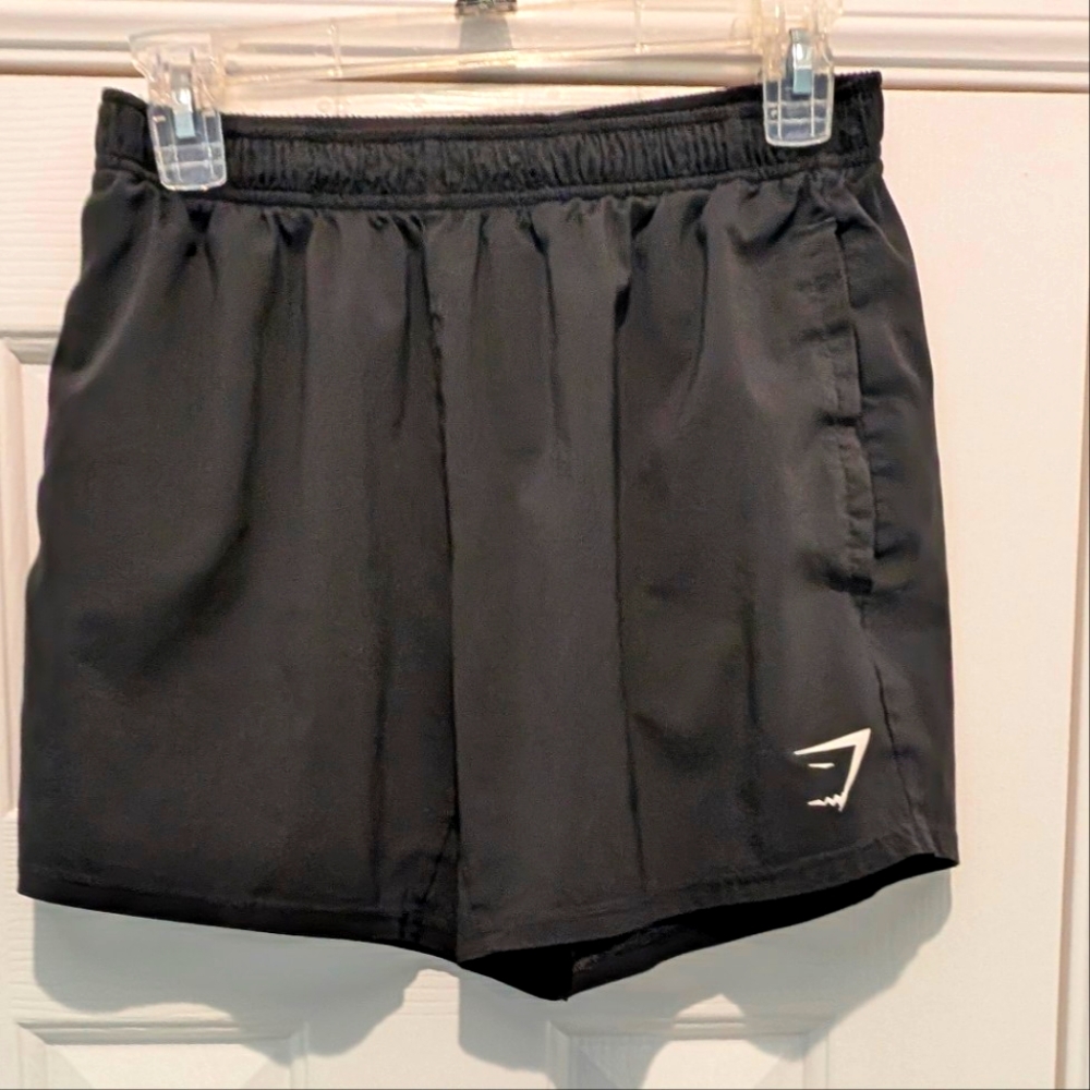Men's GYMSHARK Black Athletic Shorts with Logo - SIZE SM